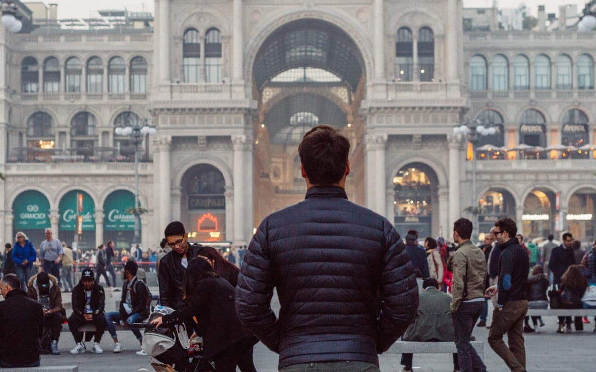 Man Standing in Downtown Milan